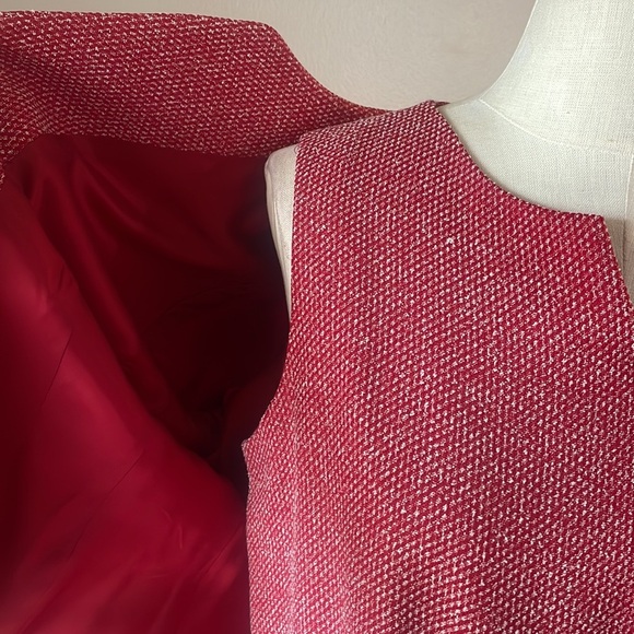 DG Donna Gray 2 piece dress w/ jacket red and white specs throughout career 12 - Picture 4 of 16